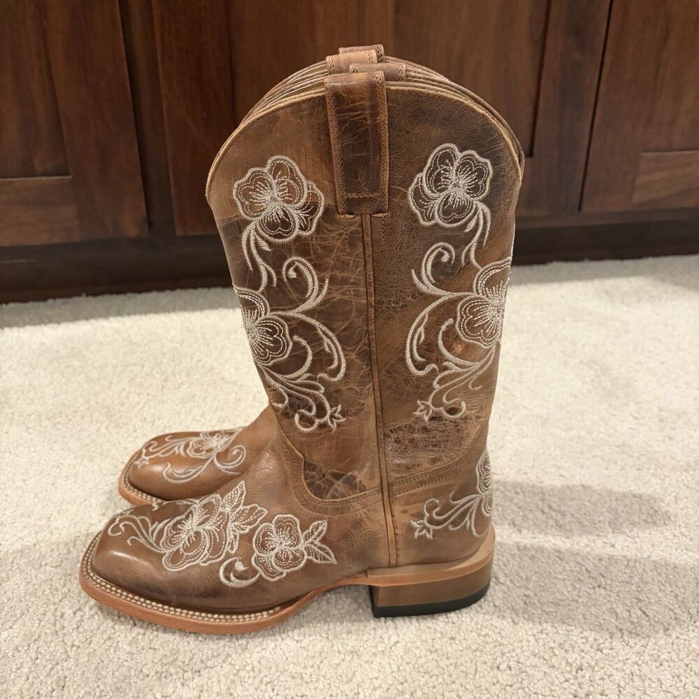 Display Try On Shyanne Women’s Lasy Floral embroidered Western Boots Brown Sz 8 - Picture 10 of 10